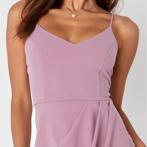 NWT NEW Lulu's Faux Wrap Forever Your Girl Mauve Pink Bodycon Dress Size Large - Picture 3 of 8